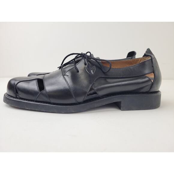 Toschi Luxury Black Leather Open Cutout Shoes Made in Italy Sz 9.5 main image 7